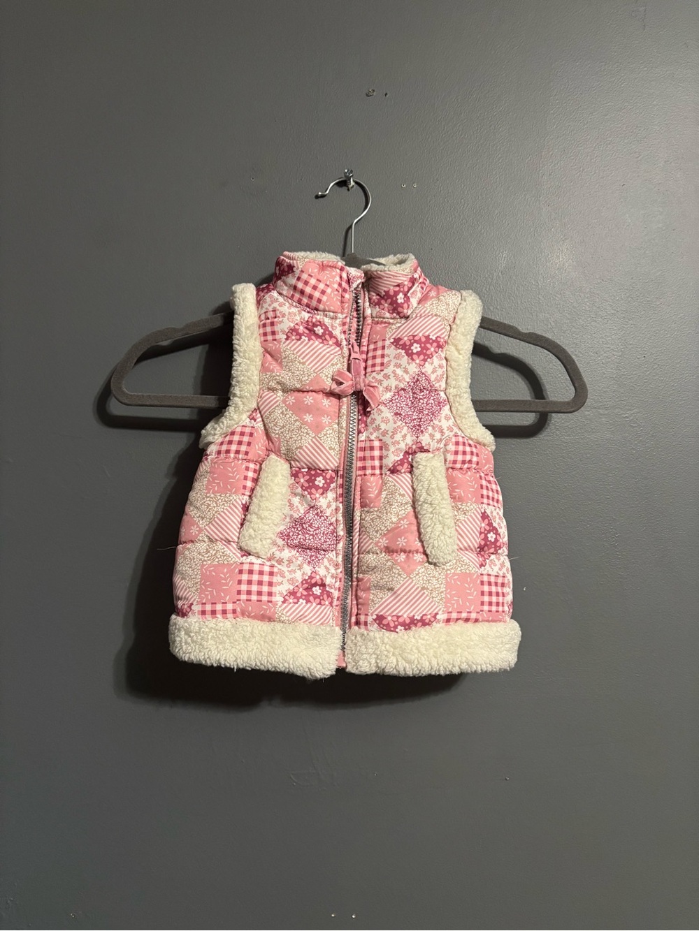Nicole Miller boho Patchwork western preppy sherpa trim Puffer Vest girls 3T